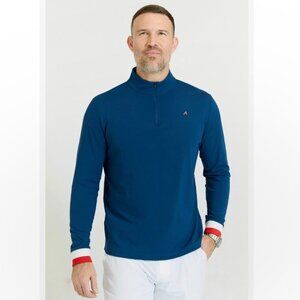 Redvanly Hubbard Quarter Zip Pullover Tuxedo Stripe Blue Red White XXL